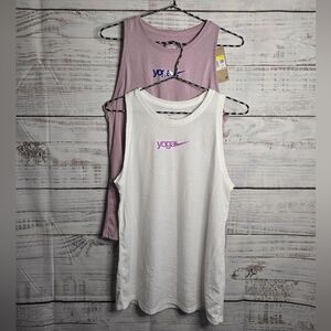 NWT 2 Nike Dri-fit Yoga Nike Tanktops Lavender And White Woman Size Small